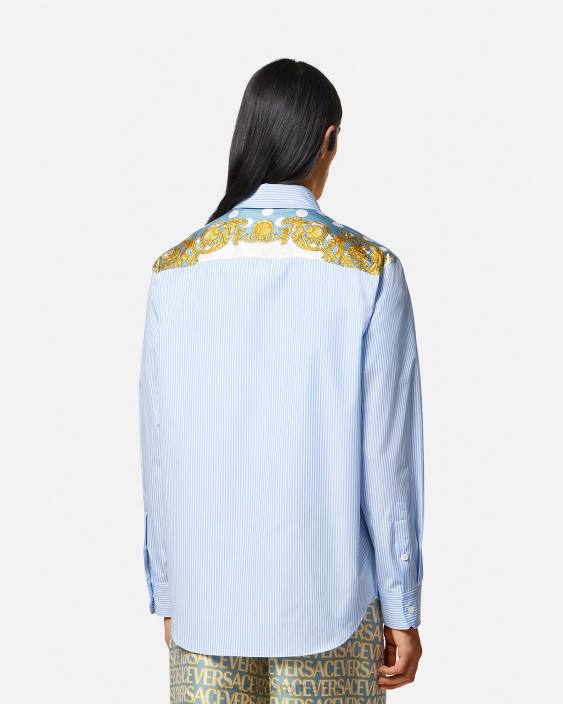 imprimare cămașă baroc în dungi Versace bărbați îmbrăcăminte 40L61293