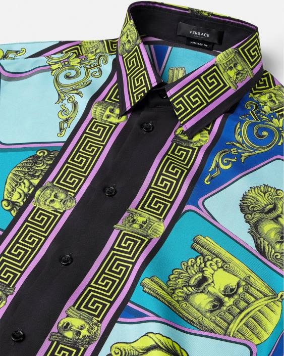 imprimare cămașă de mătase le maschere Versace bărbați îmbrăcăminte 40L61305
