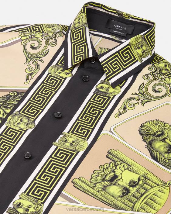 imprimare cămașă de mătase le maschere Versace bărbați îmbrăcăminte 40L61306