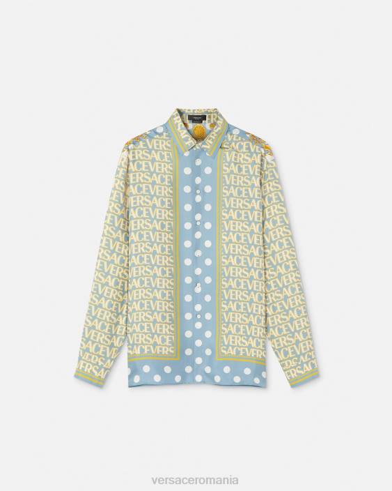 imprimare cămașă de mătase peste tot Versace bărbați îmbrăcăminte 40L61284