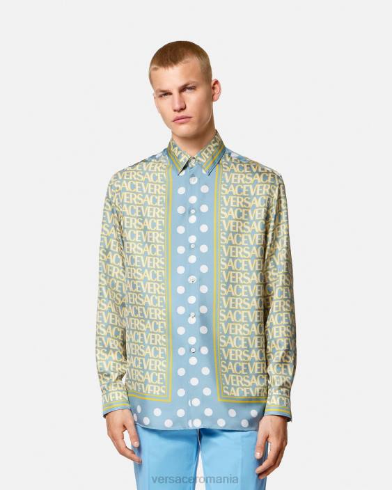 imprimare cămașă de mătase peste tot Versace bărbați îmbrăcăminte 40L61284