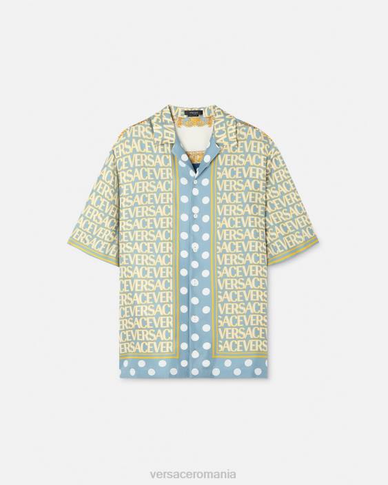 imprimare cămașă de mătase peste tot Versace bărbați îmbrăcăminte 40L61285