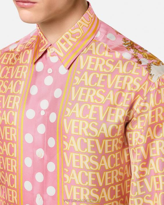 imprimare cămașă de mătase peste tot Versace bărbați îmbrăcăminte 40L61286