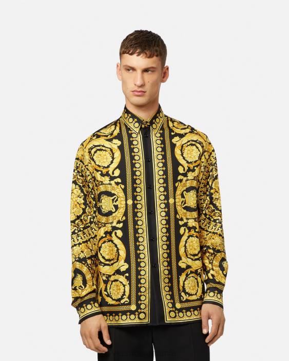 imprimare cămașă din mătase barocco Versace bărbați îmbrăcăminte 40L61296