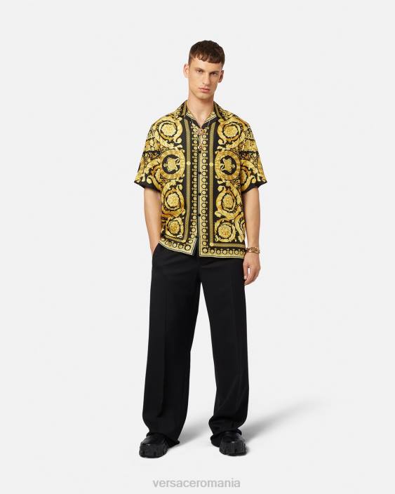 imprimare cămașă din mătase barocco Versace bărbați îmbrăcăminte 40L61297