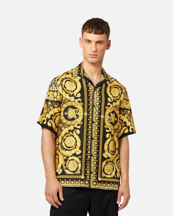 imprimare cămașă din mătase barocco Versace bărbați îmbrăcăminte 40L61297