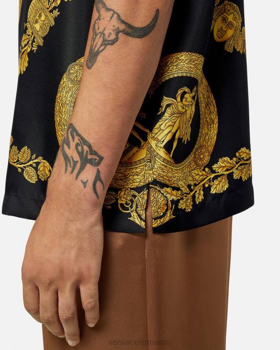 imprimare cămașă din mătase maschera baroque Versace bărbați îmbrăcăminte 40L61312