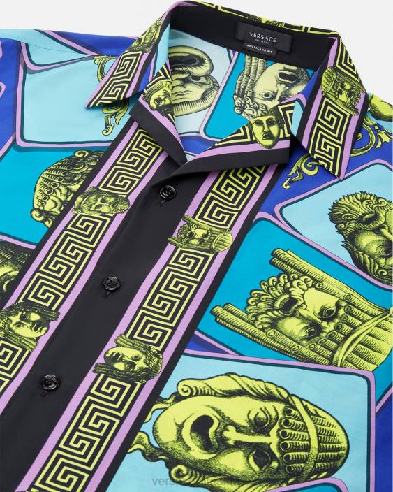 imprimare cămașă le maschere din amestec de bumbac Versace bărbați îmbrăcăminte 40L61309