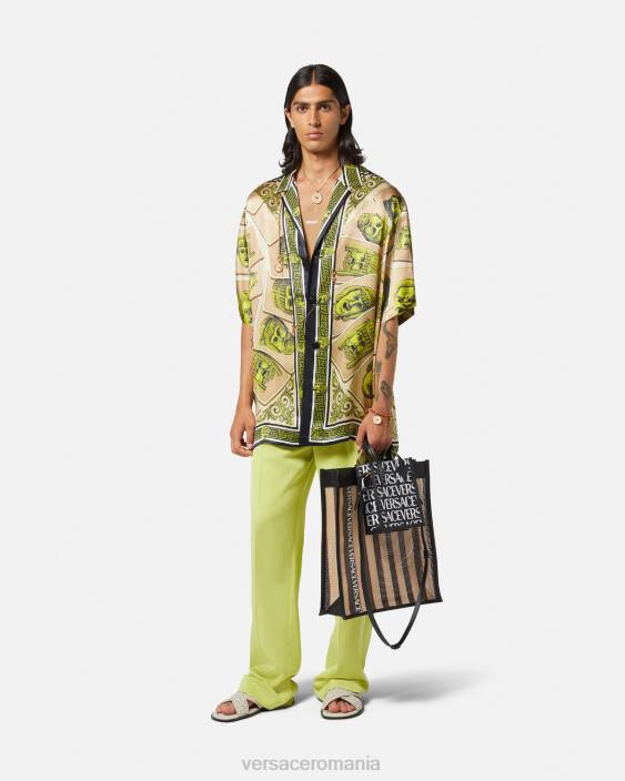 imprimare cămașă supradimensionată din mătase le maschere Versace bărbați îmbrăcăminte 40L61308