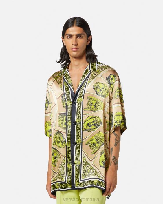 imprimare cămașă supradimensionată din mătase le maschere Versace bărbați îmbrăcăminte 40L61308