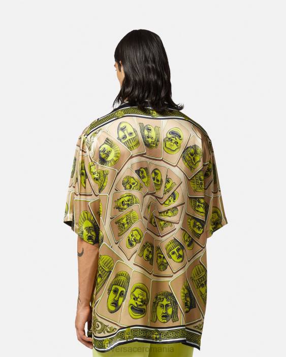 imprimare cămașă supradimensionată din mătase le maschere Versace bărbați îmbrăcăminte 40L61308