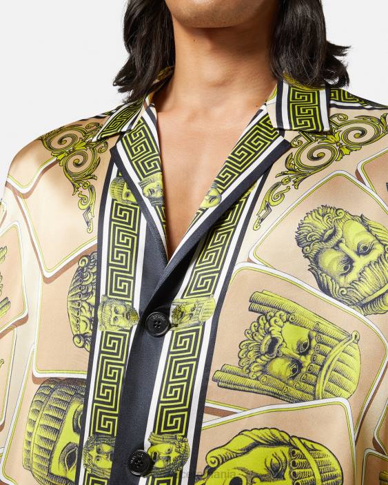 imprimare cămașă supradimensionată din mătase le maschere Versace bărbați îmbrăcăminte 40L61308