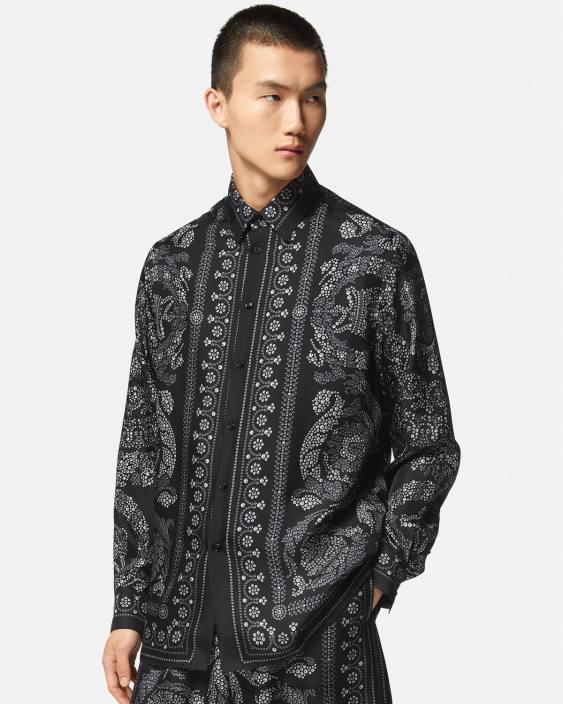 imprimare camasa din matase silueta barocco Versace bărbați îmbrăcăminte 40L61316