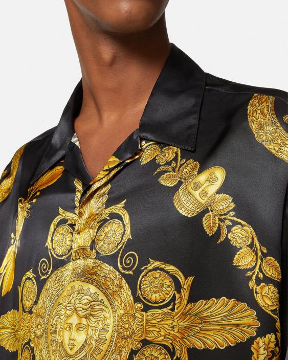imprimare tricou polo maschera baroque din satin Versace bărbați îmbrăcăminte 40L61313