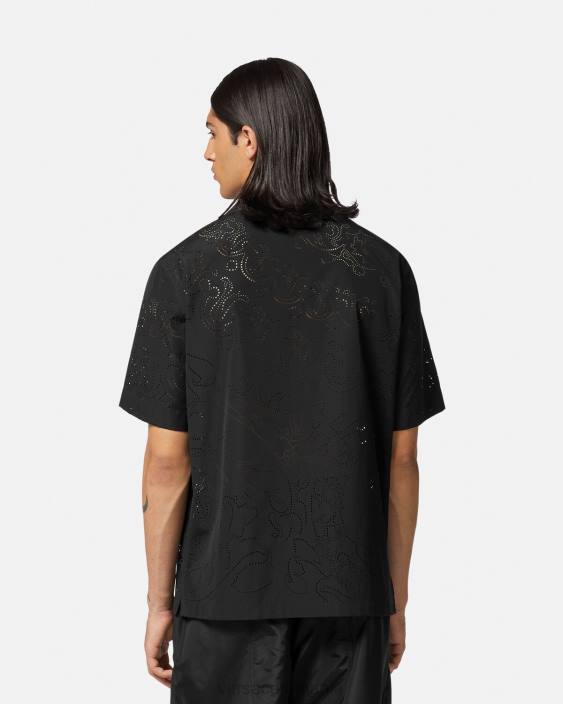 negru cămașă barocco tăiată cu laser Versace bărbați îmbrăcăminte 40L61323