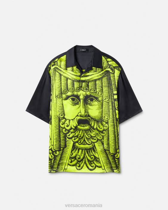 negru si var tricou polo cu mâneci scurte la maschera Versace bărbați îmbrăcăminte 40L61310