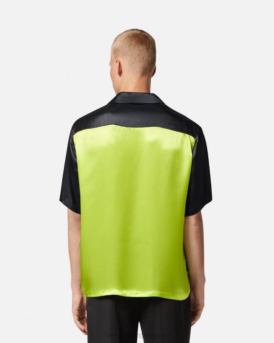 negru si var tricou polo cu mâneci scurte la maschera Versace bărbați îmbrăcăminte 40L61310