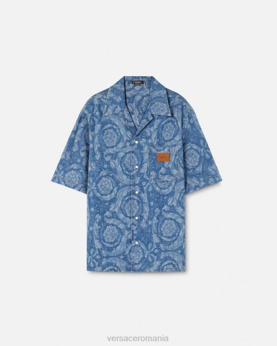 plan cămașă din denim silueta barocco Versace bărbați îmbrăcăminte 40L61298