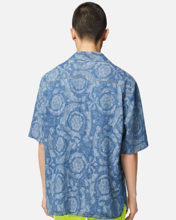 plan cămașă din denim silueta barocco Versace bărbați îmbrăcăminte 40L61298