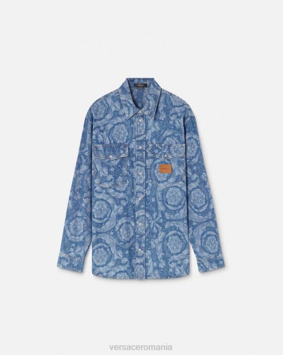 plan supracămașă din denim jacquard barocco Versace bărbați îmbrăcăminte 40L61299