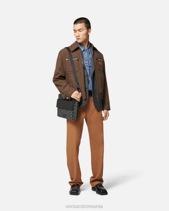 plan supracămașă din denim jacquard barocco Versace bărbați îmbrăcăminte 40L61299