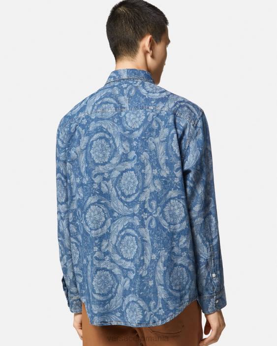 plan supracămașă din denim jacquard barocco Versace bărbați îmbrăcăminte 40L61299