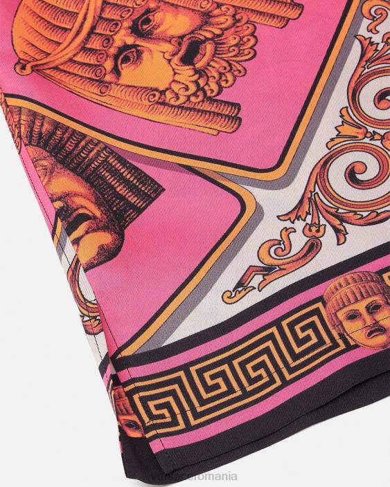 roz și imprimeu cămașă de mătase le maschere Versace bărbați îmbrăcăminte 40L61307