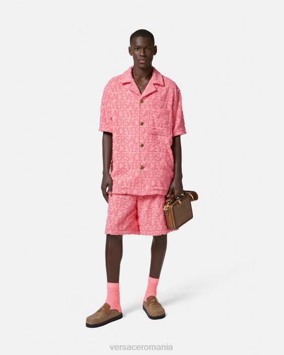 roz peste cămașă de prosop Versace bărbați îmbrăcăminte 40L61281