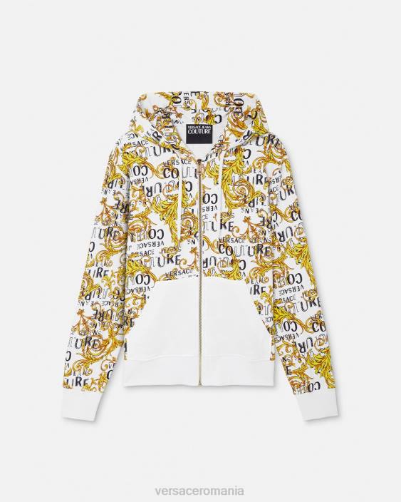 auriu și alb hanorac cu fermoar logo couture Versace bărbați îmbrăcăminte 40L62404