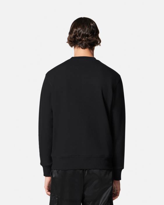 negru hanorac brodat cu emblema V Versace bărbați îmbrăcăminte 40L62412