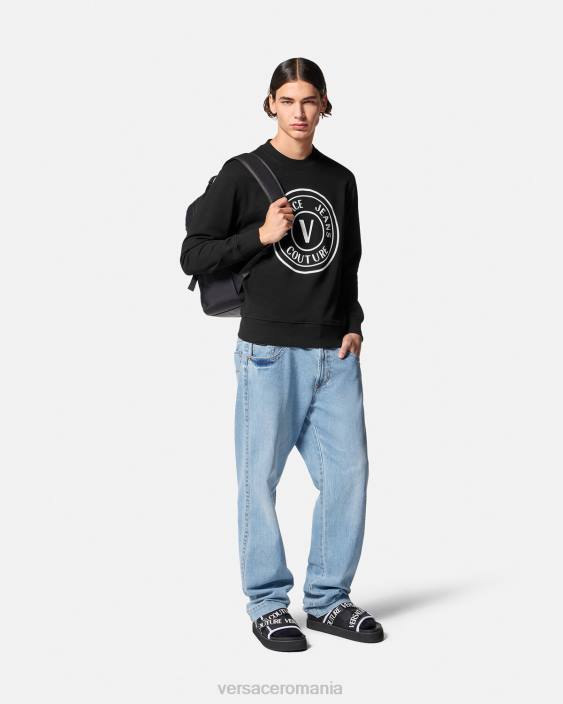 negru hanorac cu emblema v Versace bărbați îmbrăcăminte 40L62411