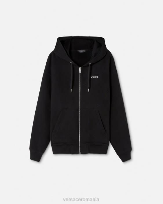 negru hanorac cu fermoar cu logo Versace bărbați îmbrăcăminte 40L61413