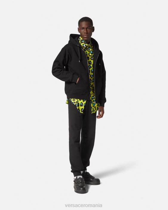 negru hanorac cu fermoar cu logo Versace bărbați îmbrăcăminte 40L61413