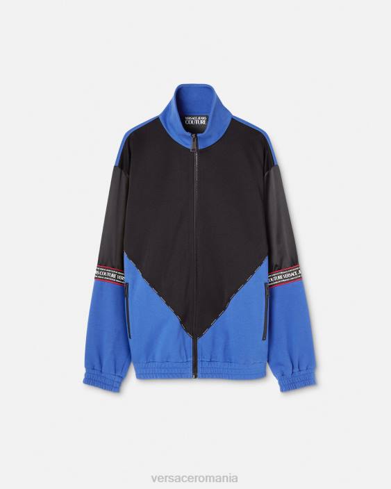 negru hanorac cu fermoar cu logo Versace bărbați îmbrăcăminte 40L62409