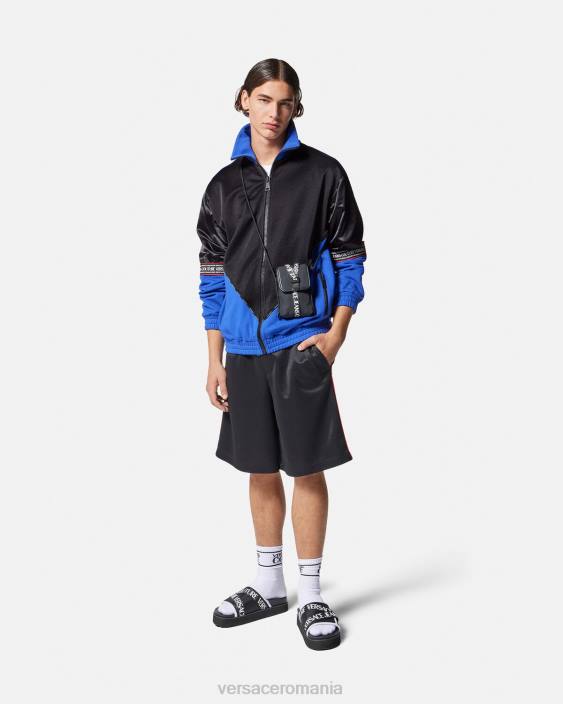 negru hanorac cu fermoar cu logo Versace bărbați îmbrăcăminte 40L62409