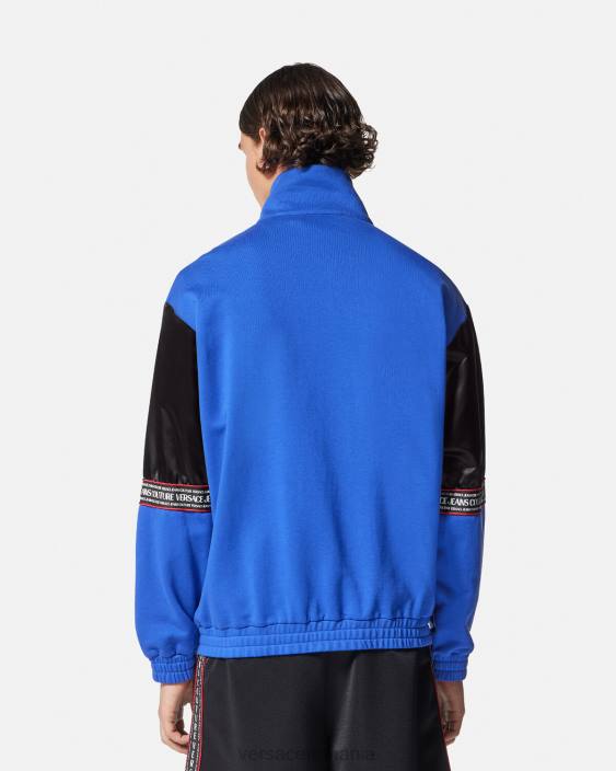 negru hanorac cu fermoar cu logo Versace bărbați îmbrăcăminte 40L62409