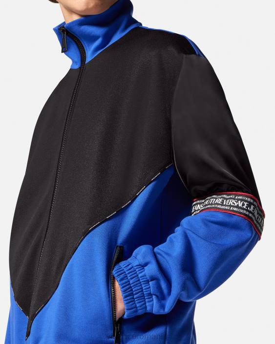 negru hanorac cu fermoar cu logo Versace bărbați îmbrăcăminte 40L62409