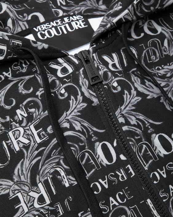 negru hanorac cu fermoar logo couture Versace bărbați îmbrăcăminte 40L62405