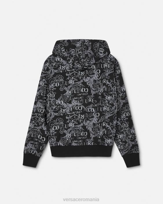 negru hanorac cu fermoar logo couture Versace bărbați îmbrăcăminte 40L62405