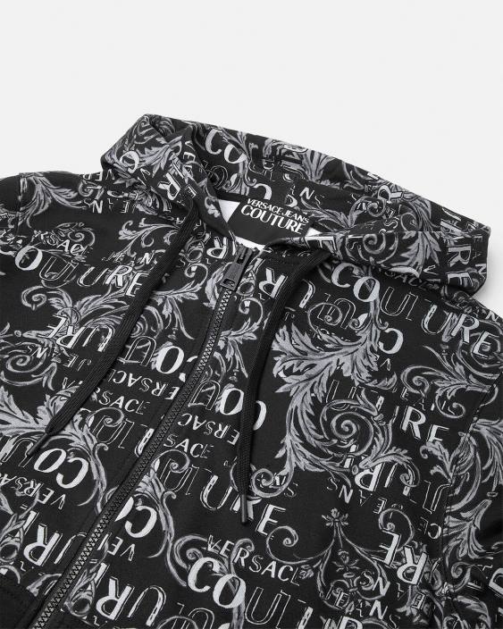 negru hanorac cu fermoar logo couture Versace bărbați îmbrăcăminte 40L62405