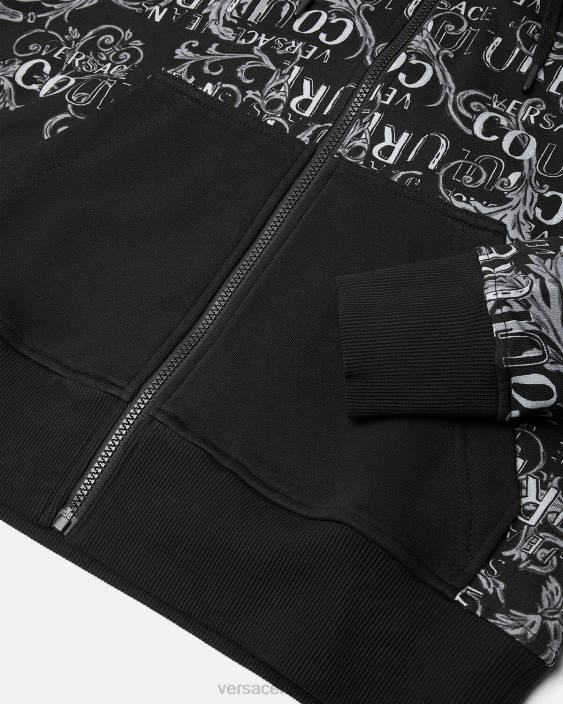 negru hanorac cu fermoar logo couture Versace bărbați îmbrăcăminte 40L62405