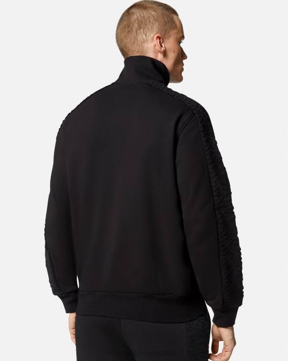 negru hanorac cu fermoar terry cu logo Versace bărbați îmbrăcăminte 40L61427
