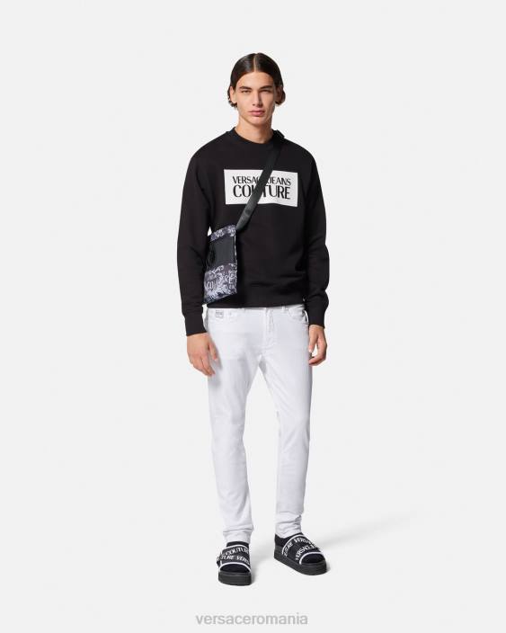 negru hanorac cu logo Versace bărbați îmbrăcăminte 40L62377