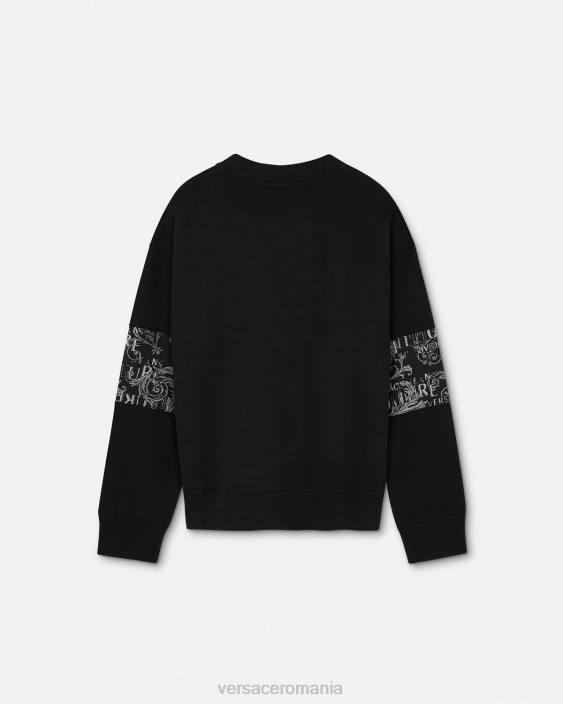 negru hanorac cu logo couture Versace bărbați îmbrăcăminte 40L62406