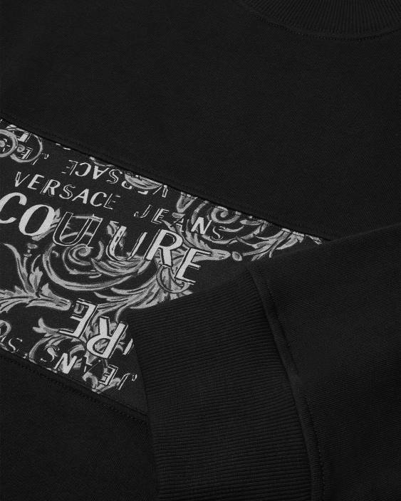 negru hanorac cu logo couture Versace bărbați îmbrăcăminte 40L62406