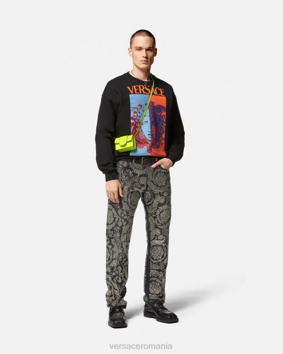 negru hanorac grafic medusa Versace bărbați îmbrăcăminte 40L61428