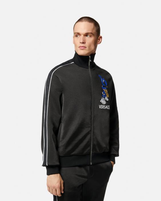 negru hanorac iepure festival de primăvară Versace bărbați îmbrăcăminte 40L61418