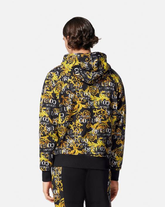 negru si auriu hanorac cu fermoar logo couture Versace bărbați îmbrăcăminte 40L62403