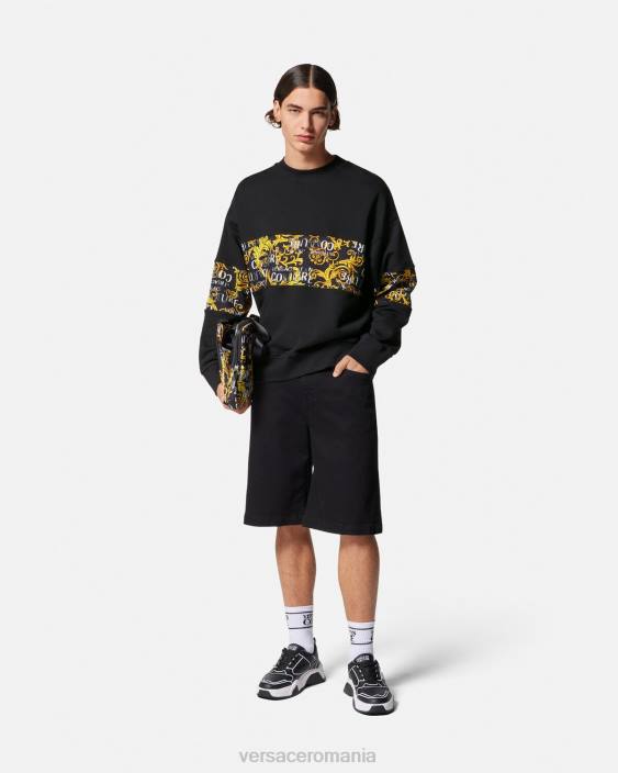 negru si auriu hanorac cu logo couture Versace bărbați îmbrăcăminte 40L62407