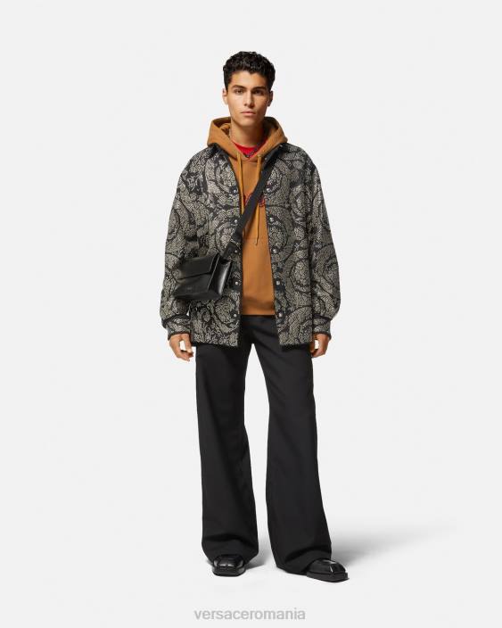 portocale hanorac cu logo-ul varsity cu împânzire Versace bărbați îmbrăcăminte 40L61426
